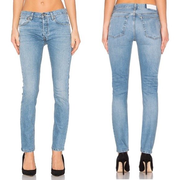 Re/Done Denim - Re/Done Originals Straight Skinny Jeans Light Wash